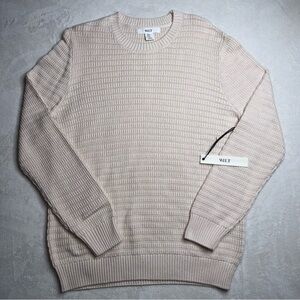 WILT Knit Pullover Sweater Cream Crew Neck Long Sleeve 100% Cotton Women Size XL